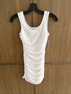 White Ruched Bodycon Dress